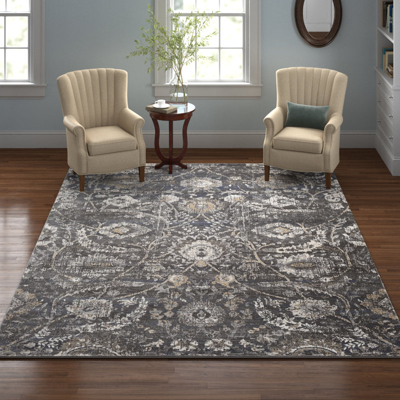 Lark Manor Ahnalise Oriental Charcoal/Ivory Area Rug & Reviews Wayfair
